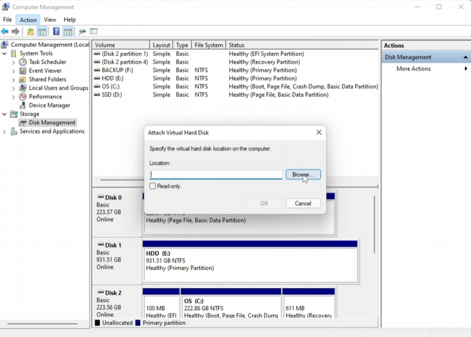 Workaround: Mount VM/VHD/VHDX with Windows OS