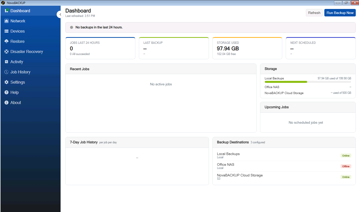 NovaBACKUP running in the recovery environment